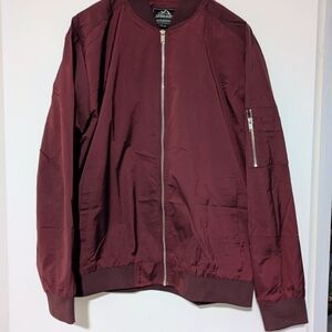 Men's Burgundy Lightweight Bomber Jacket